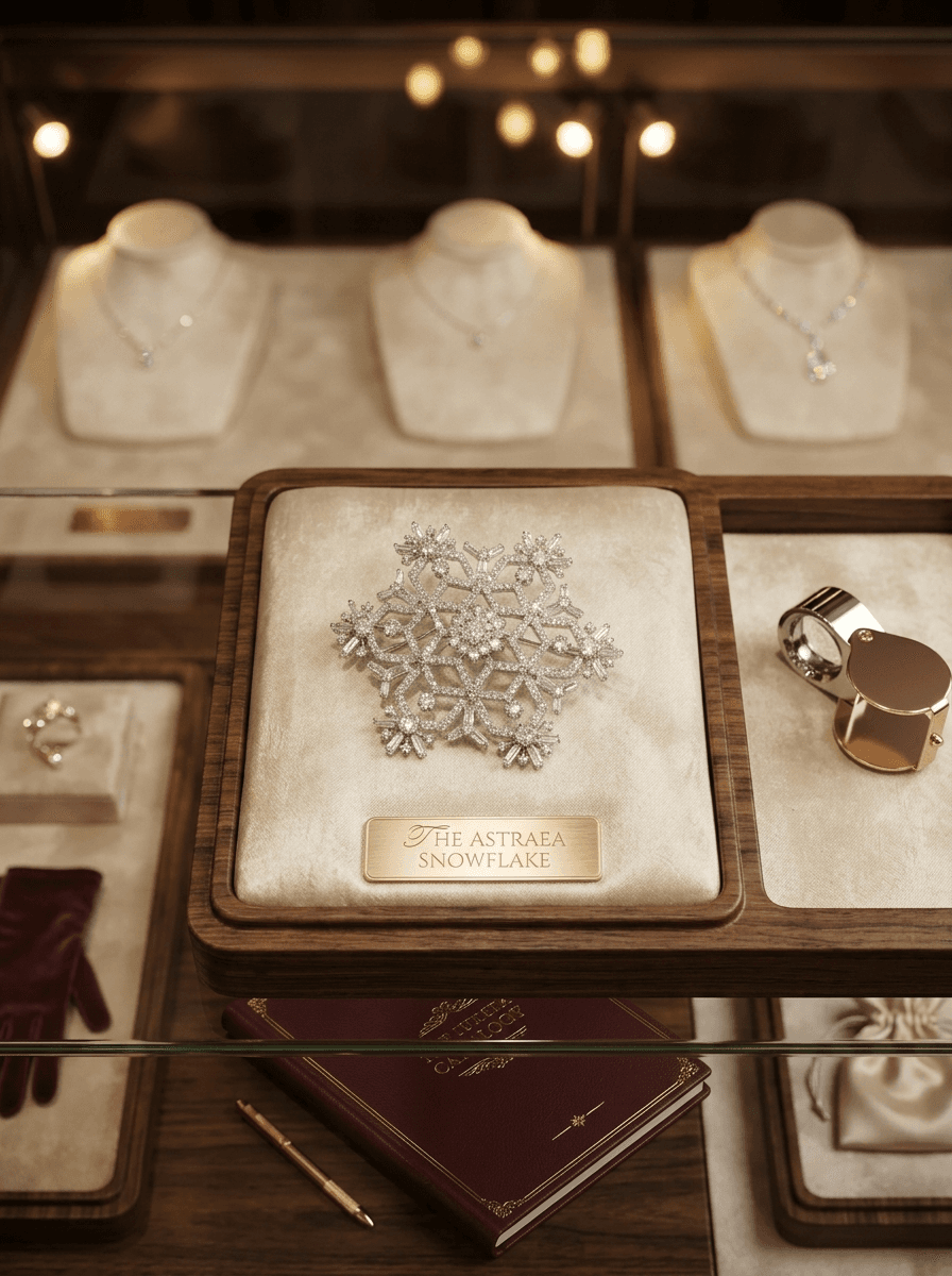 눈꽃 다이아몬드 브로치 · 18K 화이트골드 · 랩그로운 다이아몬드